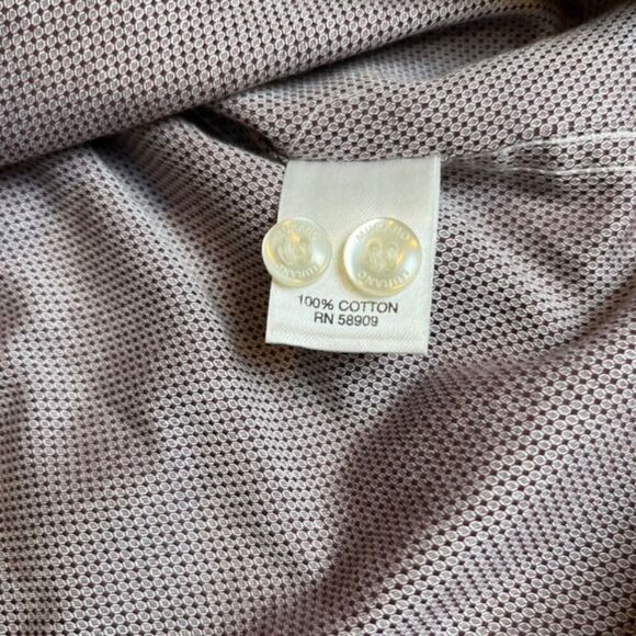 Murano Men's Slim Fit Button Front Shirt. Brown White dot Textured color Size L - Picture 7 of 9